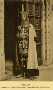 221930 Portret van Willem IV, voorgesteld door M.R. Radermacher Schorer, hoofdpersoon in de maskeradeoptocht tijdens de ...